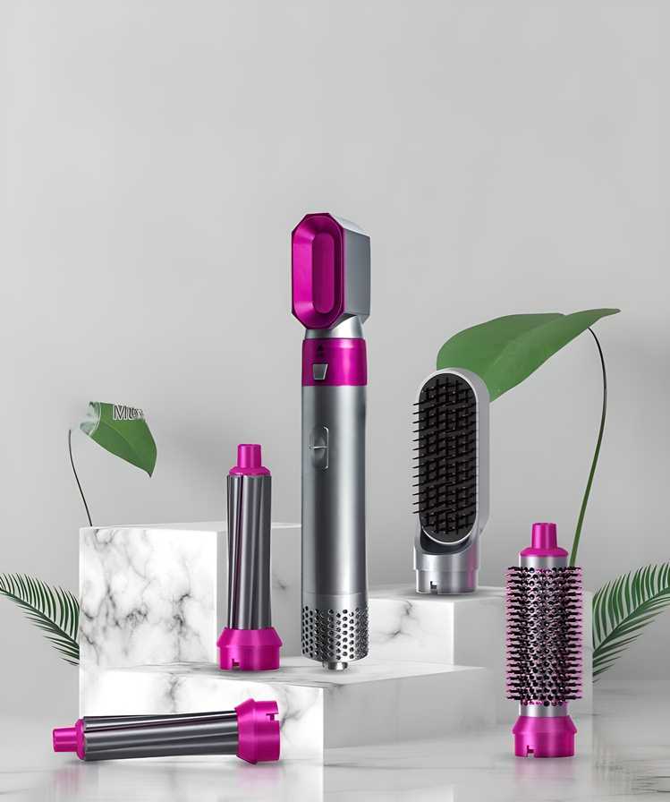 5-in-1 Hair Dryer Styling Tool – Multifunctional Hot Air Brush, Curler & Comb | Negative Ion Technology