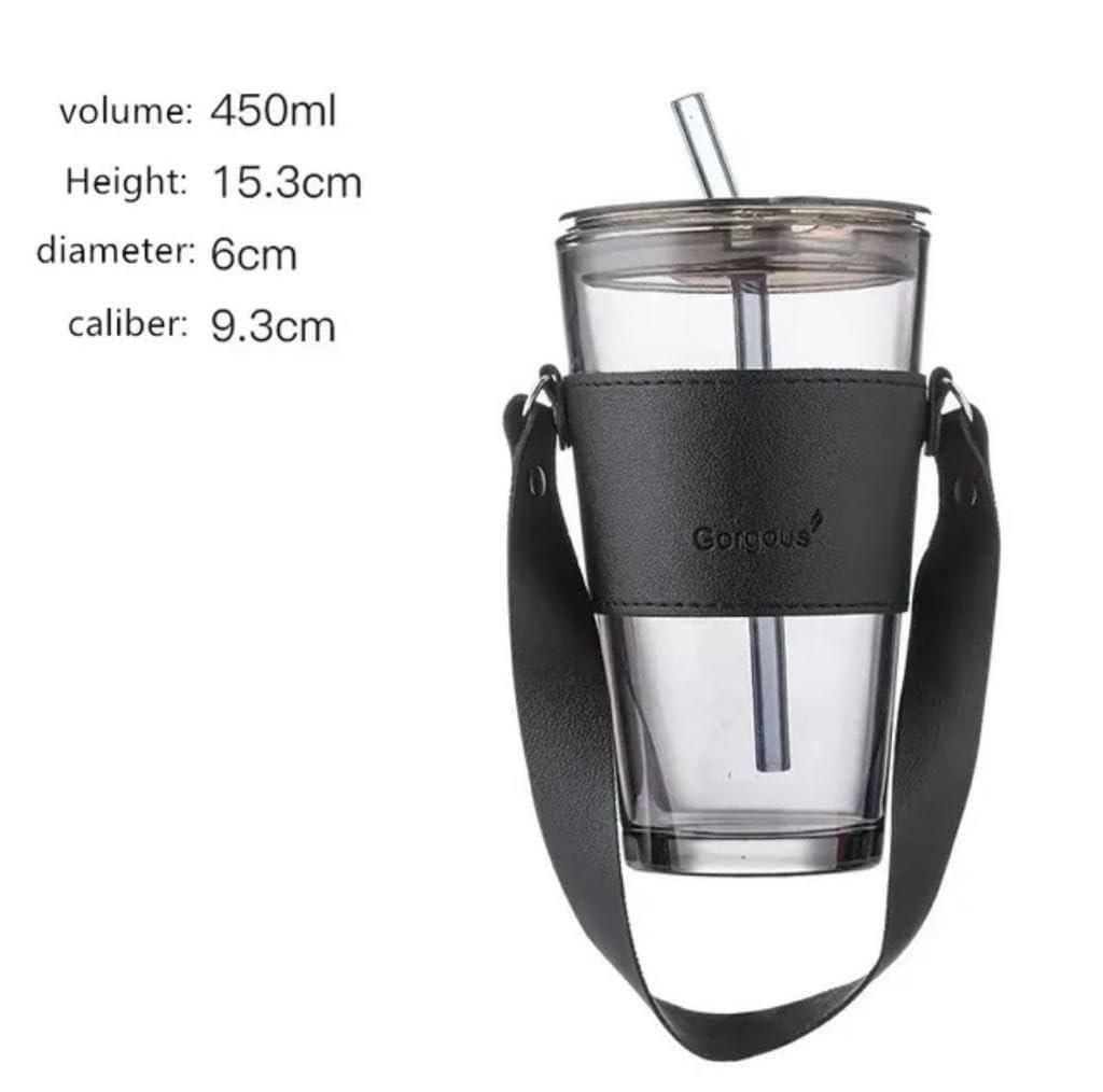 Glass Tumbler with Glass Straw and Lid – Reusable Drinkware