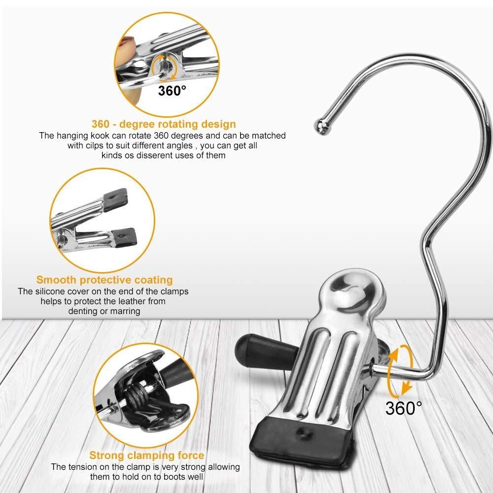 Stainless Steel Laundry Hook & Boot Hanging Clips (Pack of 10)