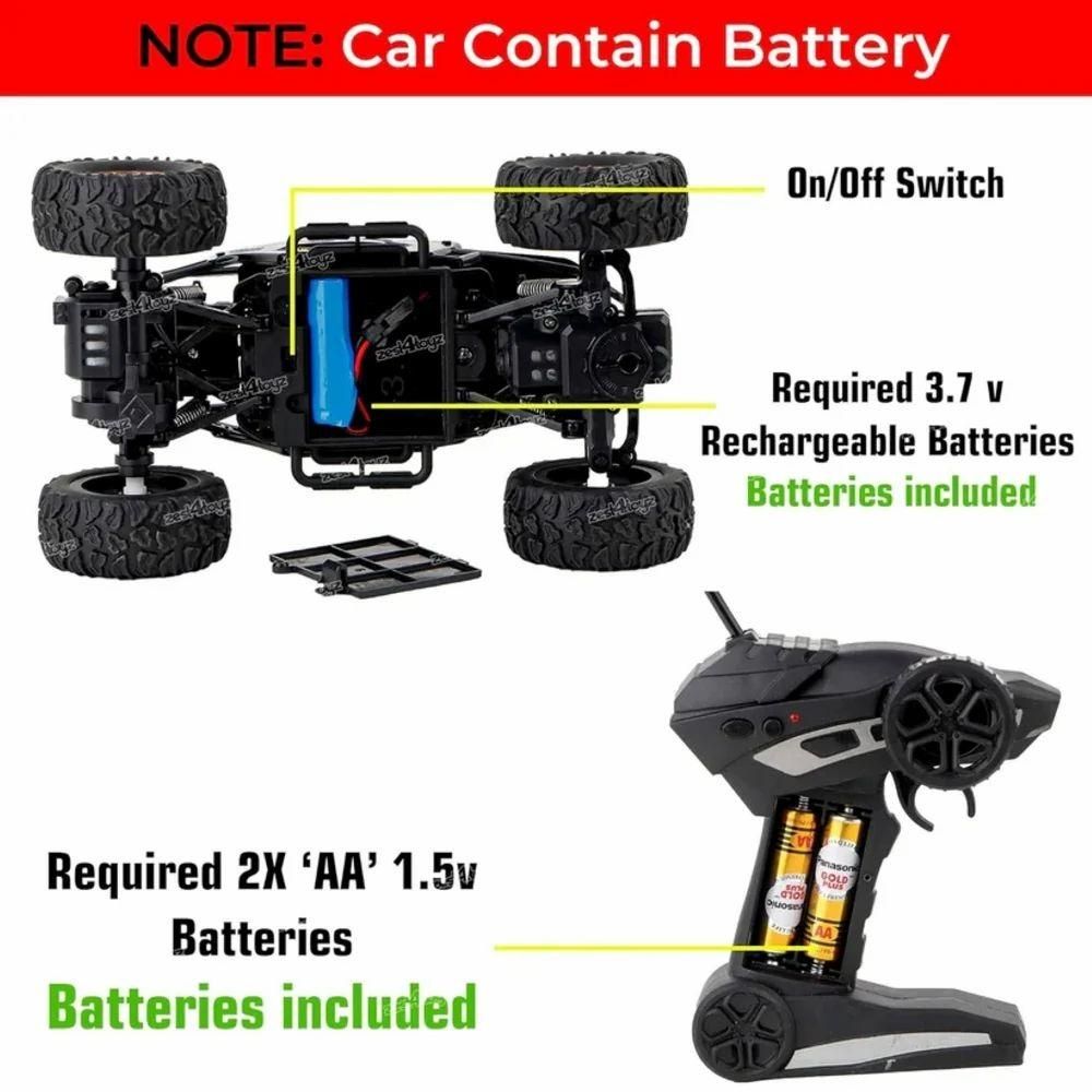 High-Speed Remote Controlled Rock Crawler Monster Truck – Off-Road RC Toy for Kids (396g)