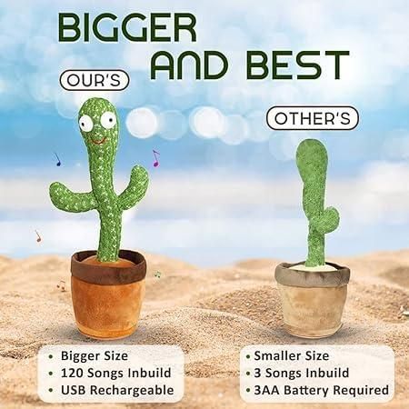 LED Musical Dancing & Mimicry Cactus Toy – Interactive Singing Plush