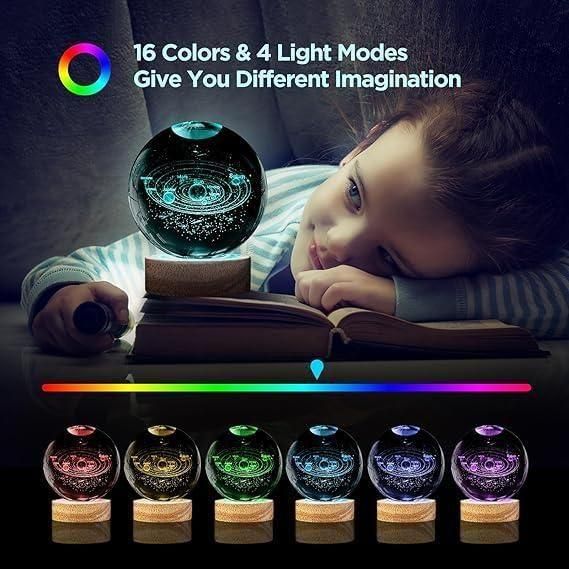 3D Crystal Lamp Ball - Illuminated Sphere with Assorted Colors