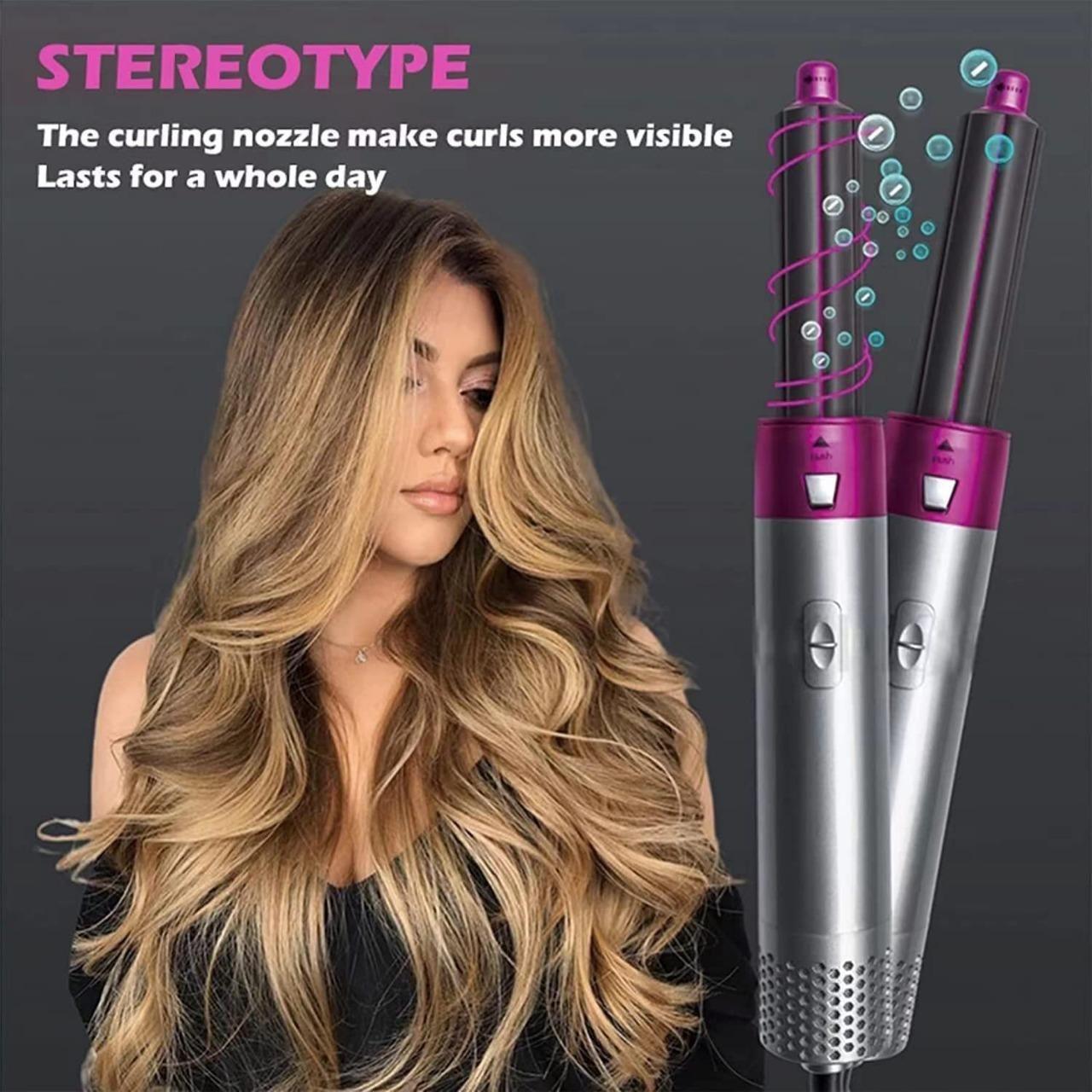 5-in-1 Hair Dryer Styling Tool – Multifunctional Hot Air Brush, Curler & Comb | Negative Ion Technology
