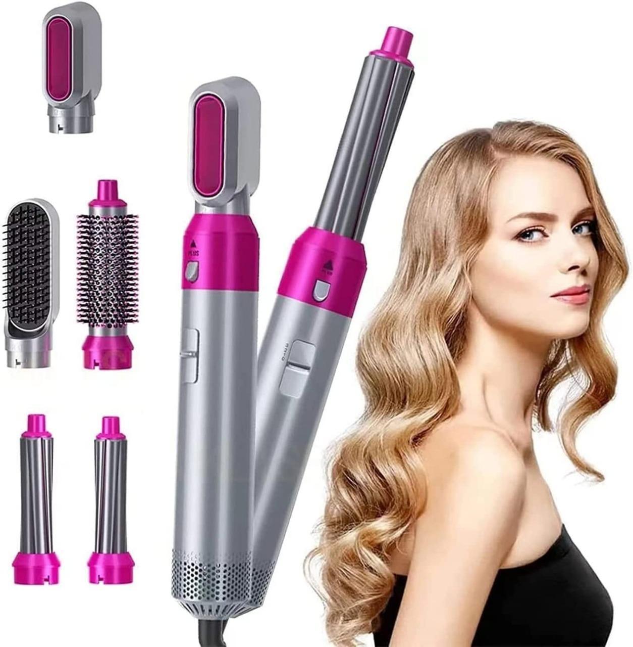5-in-1 Hair Dryer Styling Tool – Multifunctional Hot Air Brush, Curler & Comb | Negative Ion Technology