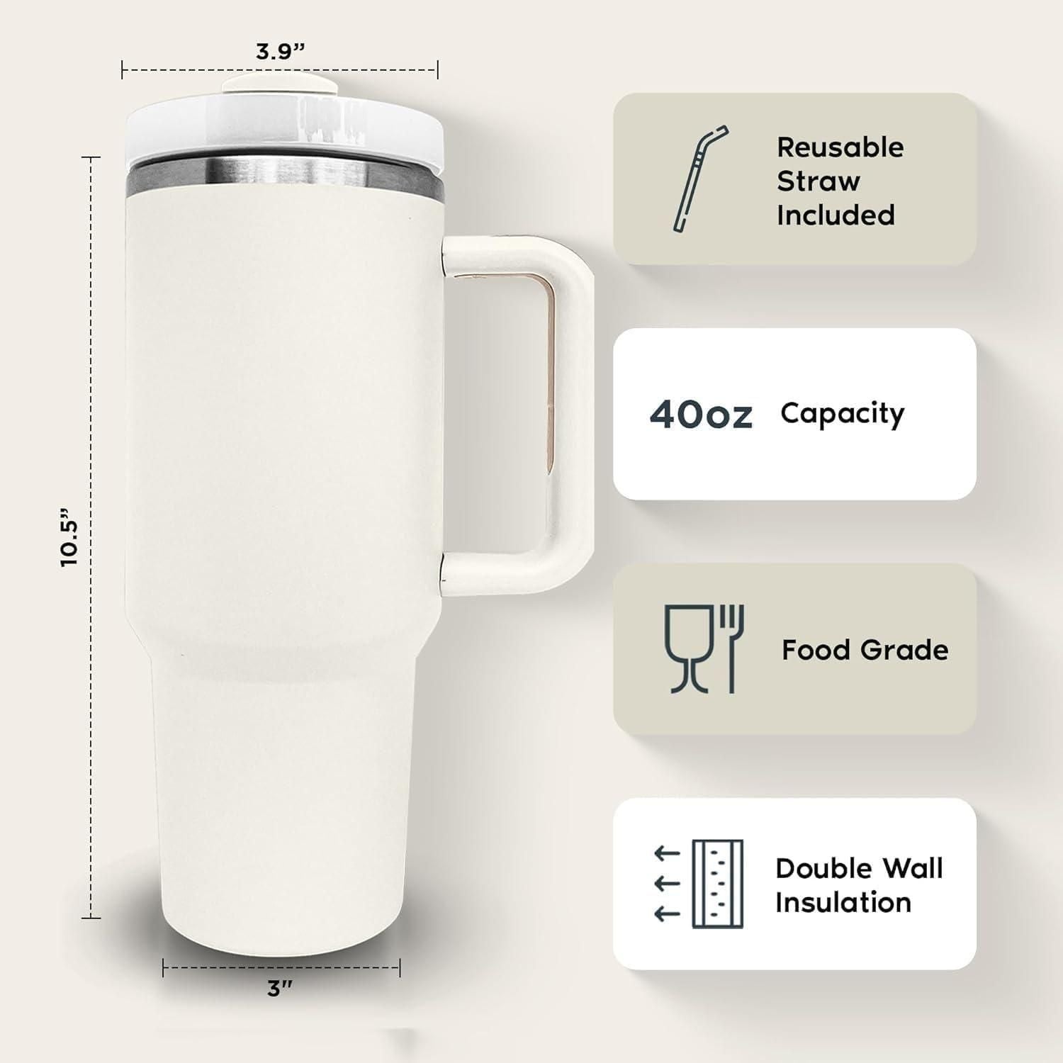 1.2L Vacuum Tumbler with Lid & Straw – Stainless Steel, Leak-Proof