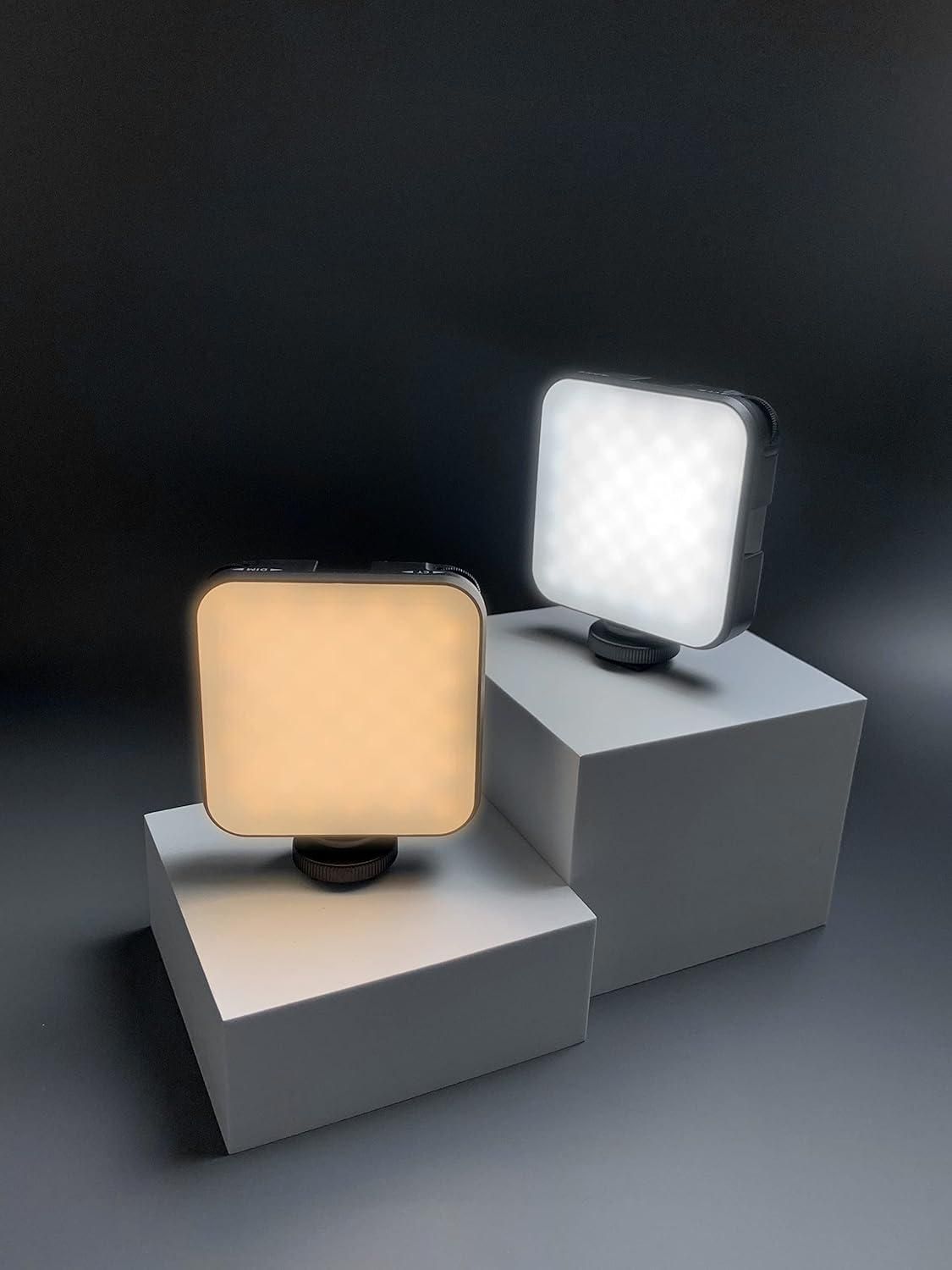 LED Video Light with Phone Holder Clip - Stepless Brightness & Color Temp Adjust