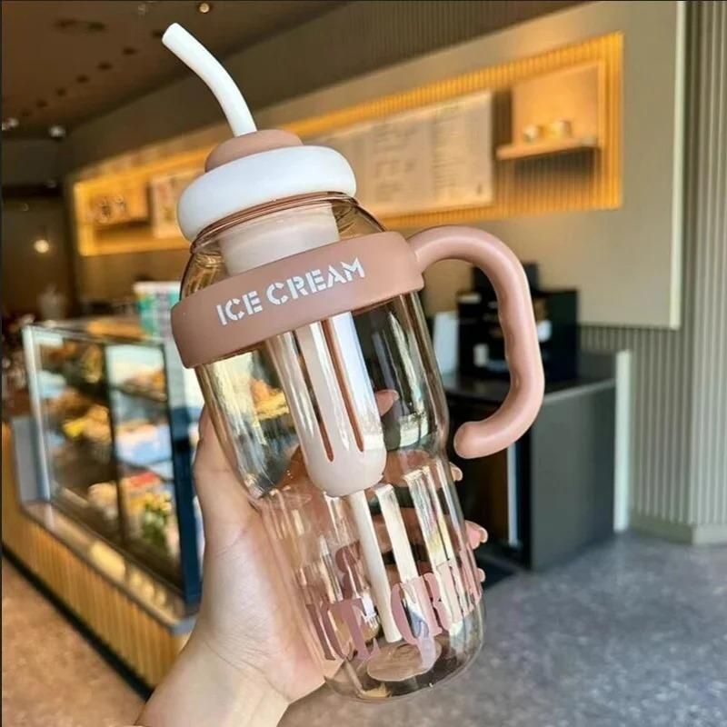 Large Capacity Water Bottle with Handle & Straw – Stylish & Leak-Proof
