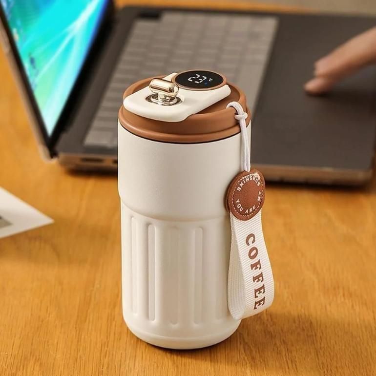 Smart Stainless Steel Coffee Mug - Temperature Display, Vacuum Insulated (420ml)