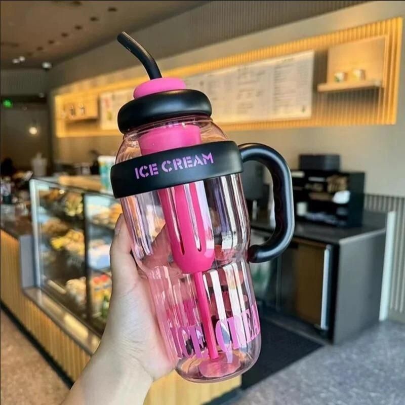 Large Capacity Water Bottle with Handle & Straw – Stylish & Leak-Proof