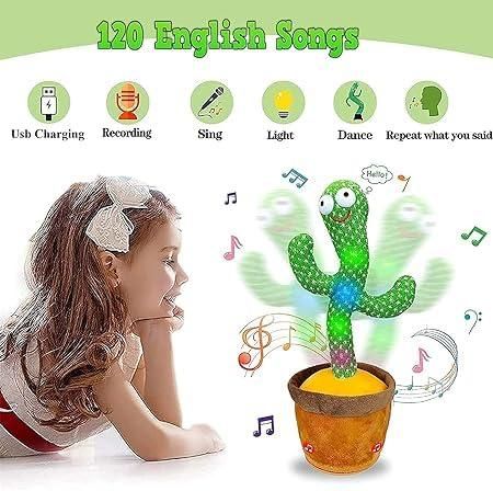 LED Musical Dancing & Mimicry Cactus Toy – Interactive Singing Plush