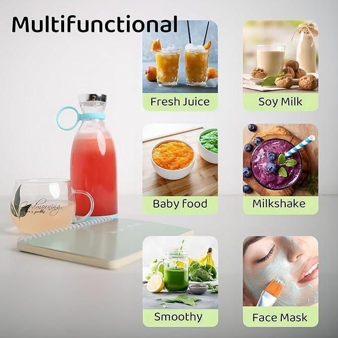 Multifunction Portable Mini Juice Blender – USB Rechargeable & Power Bank for Smoothies and Travel