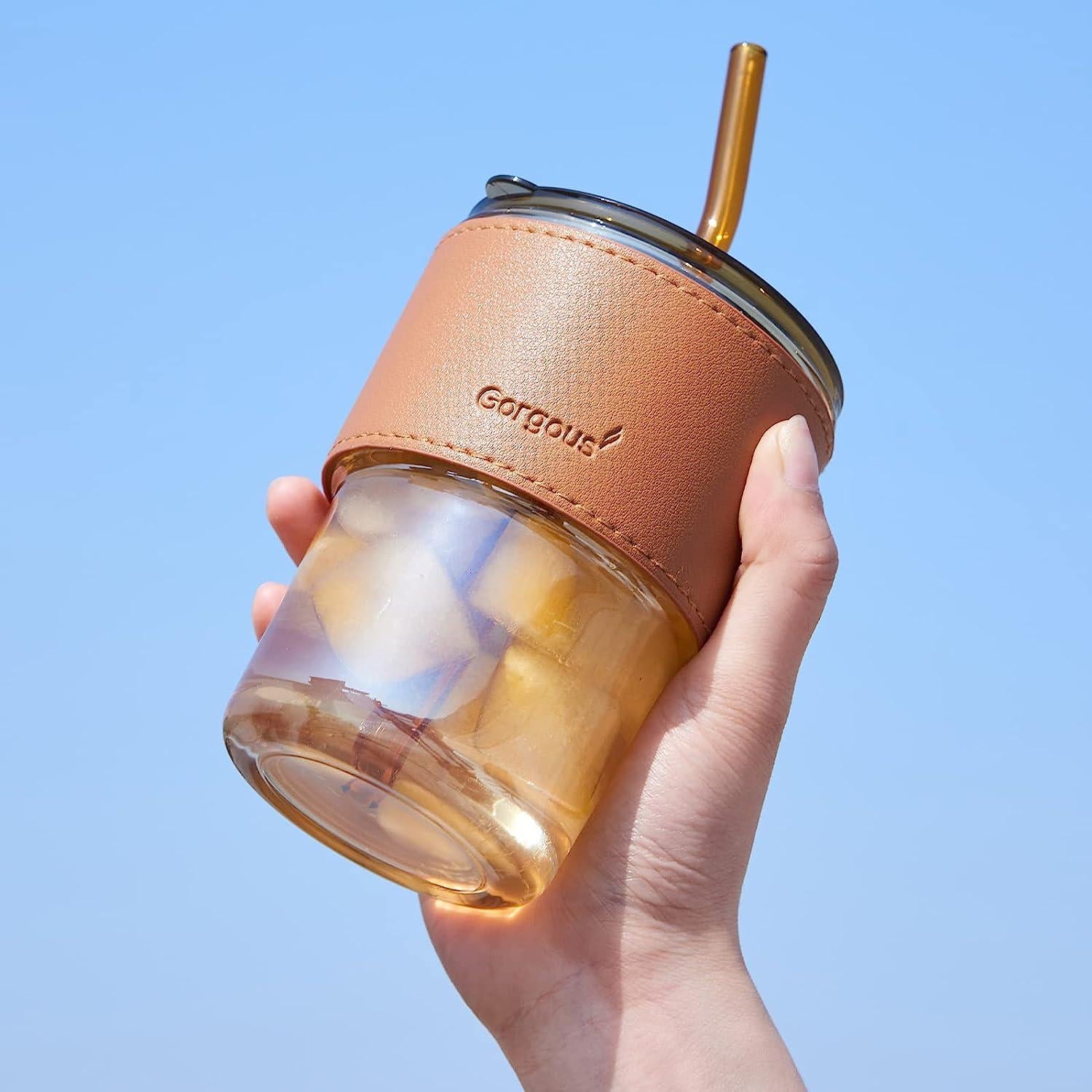 Over Twice Leak-Proof Glass Bottle with Straw – 300ml