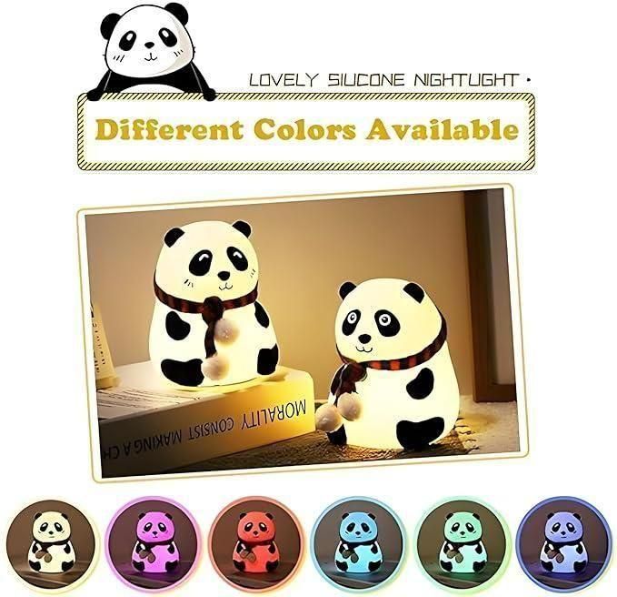 Cute Panda Silicone Night Lamp for Kids – Touch Sensor with 7 Color Options | Soft & Safe