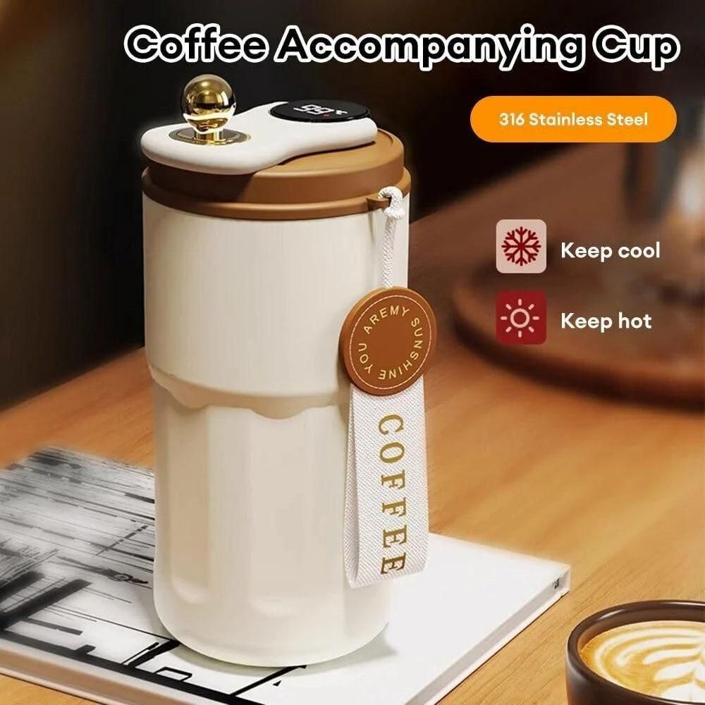 Smart Stainless Steel Coffee Mug - Temperature Display, Vacuum Insulated (420ml)