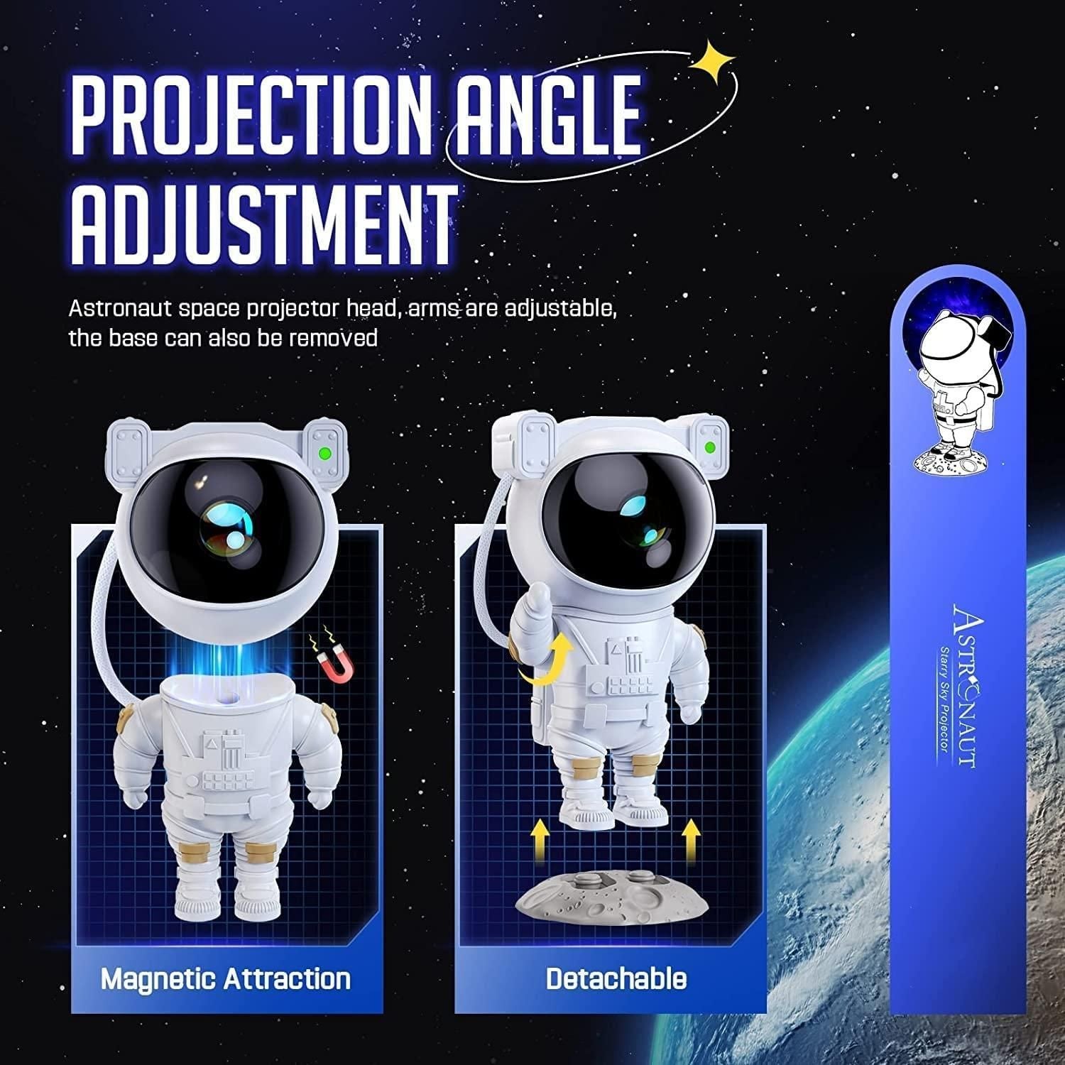 Astronaut Galaxy Projector Lamp with Remote – 360° Head Rotation (1 Pc)