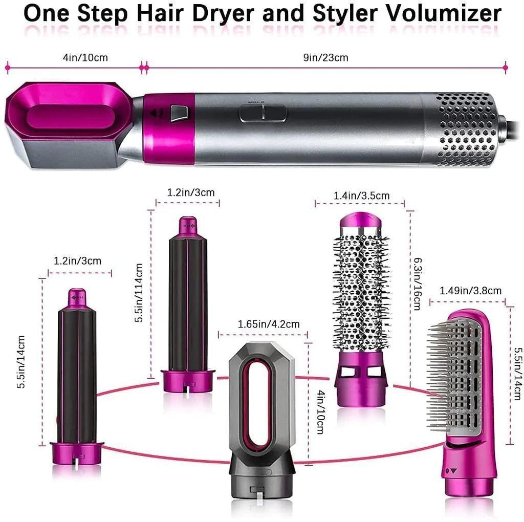 5-in-1 Hair Dryer Styling Tool – Multifunctional Hot Air Brush, Curler & Comb | Negative Ion Technology