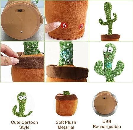 LED Musical Dancing & Mimicry Cactus Toy – Interactive Singing Plush