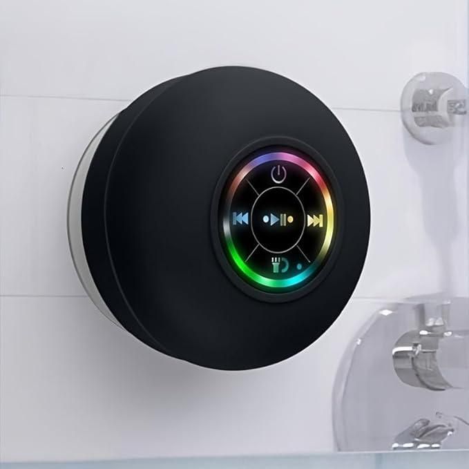 Waterproof Bluetooth Speaker with Suction Cup & LED Lights – Portable Shower Speaker