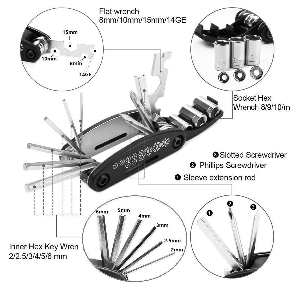 15-in-1 Multipurpose Bicycle Tool Kit - Portable Wrench & Hex Key Set