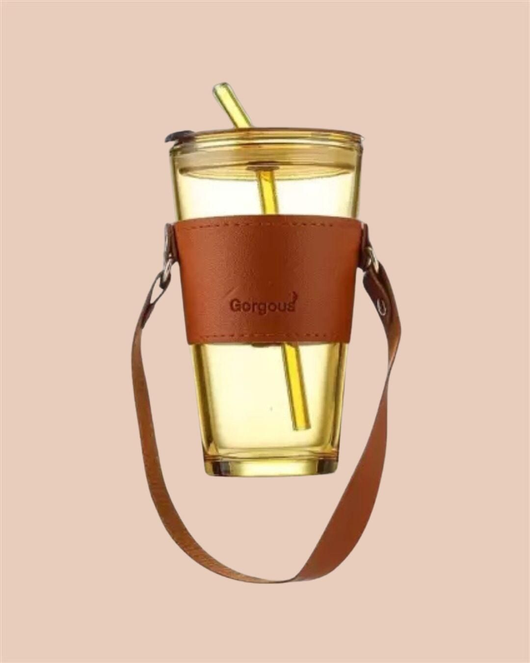 Glass Tumbler with Glass Straw and Lid – Reusable Drinkware