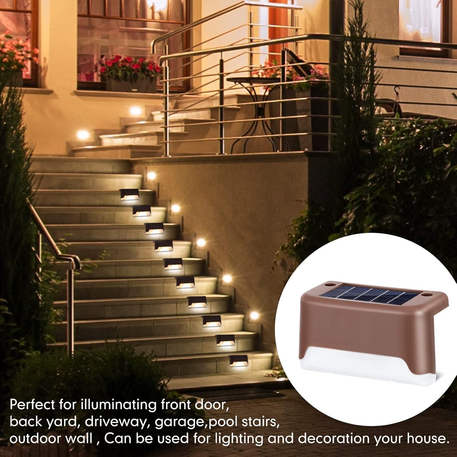 Solar Deck Lights Outdoor - Waterproof LED Path & Fence Lighting (Pack of 4)
