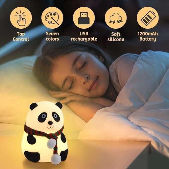 Cute Panda Silicone Night Lamp for Kids – Touch Sensor with 7 Color Options | Soft & Safe