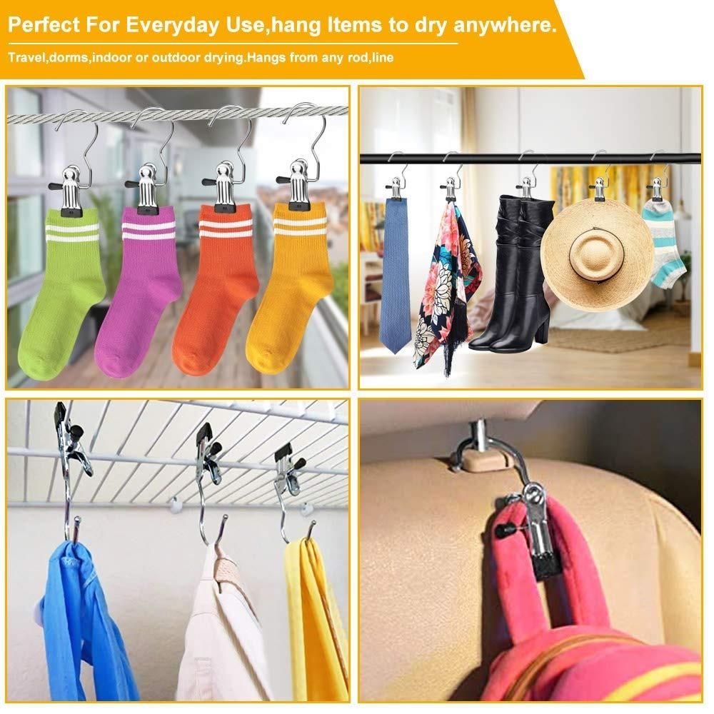 Stainless Steel Laundry Hook & Boot Hanging Clips (Pack of 10)