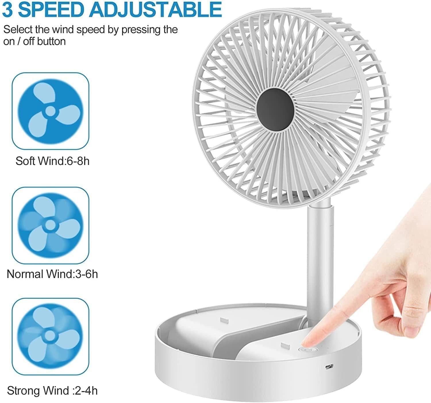 Powerful Rechargeable High-Speed Table Desk Fan - Portable & Quiet