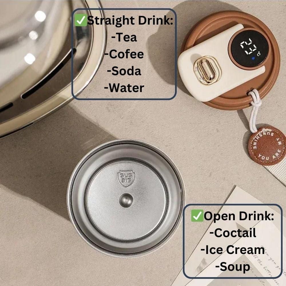 Smart Stainless Steel Coffee Mug - Temperature Display, Vacuum Insulated (420ml)
