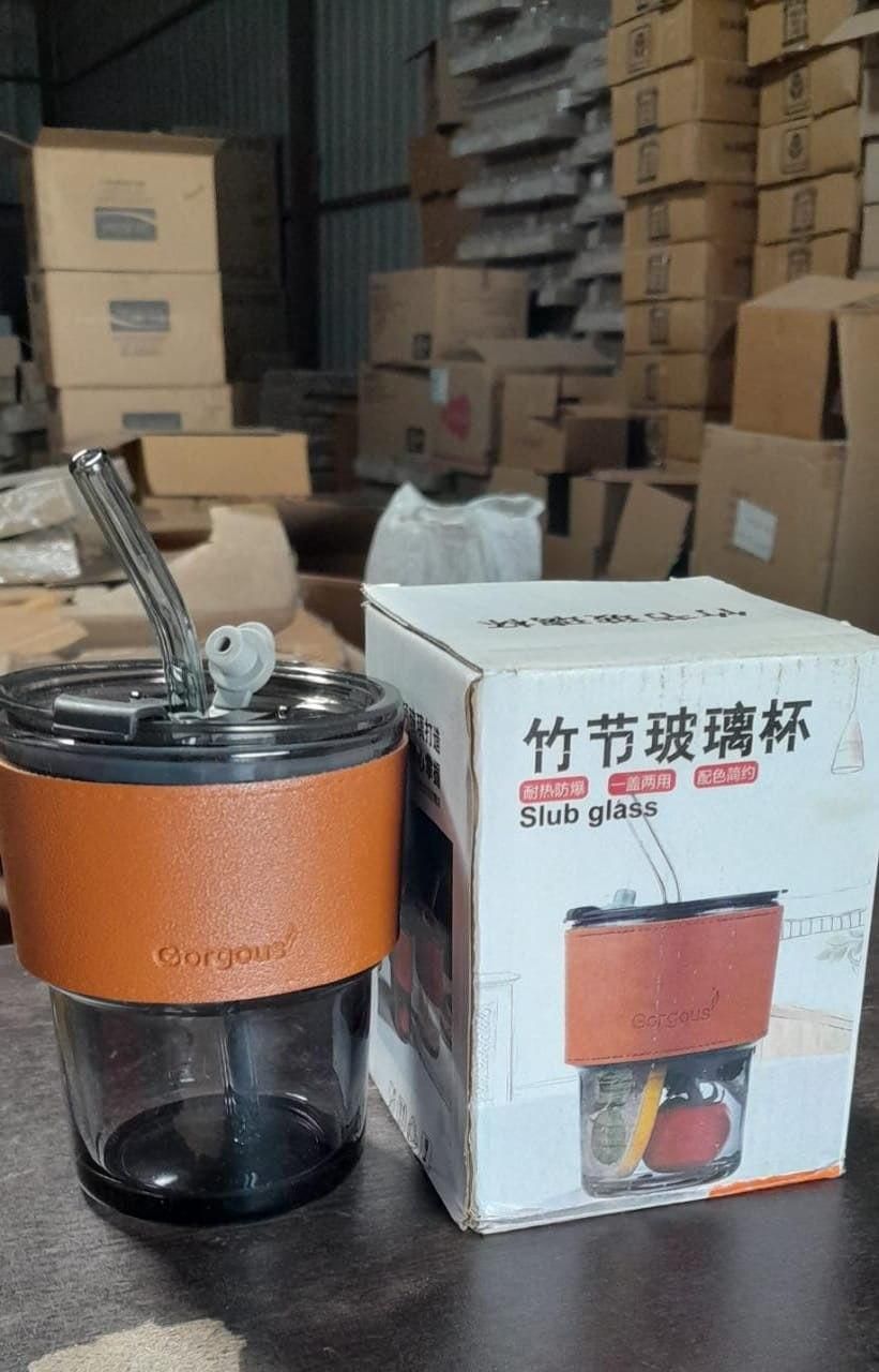 Over Twice Leak-Proof Glass Bottle with Straw – 300ml