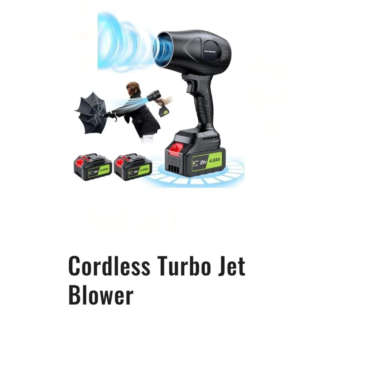 cordless jet blower with two rechargeable batteries for powerful and portable use