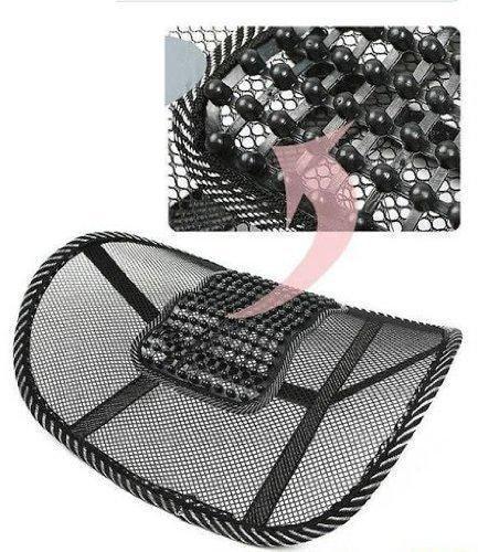Black mesh lumbar support cushion with massage beads for car back seat lumbar support