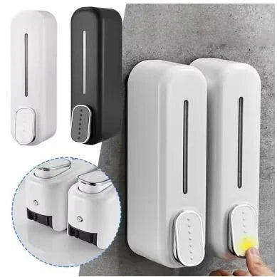 rfyrru-0i wall mounted soap dispenser set in white and black with push button design for easy use