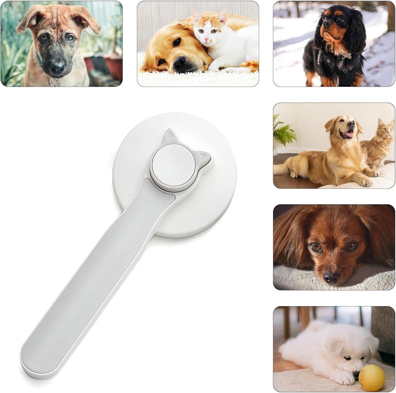 White pet grooming brush hair removal massager for pets with cute cat ear design