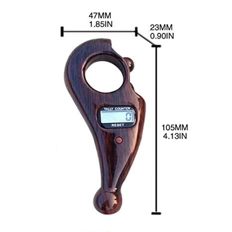 Wood grain finger ring manual tally counter with LCD display and reset button, ergonomic handheld