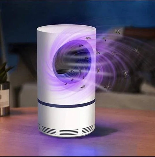 Colourbox LED mosquito killer lamp in white with purple light attracting mosquitoes indoors