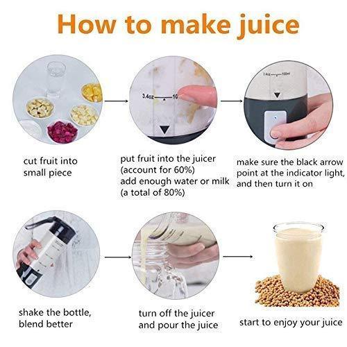 Step-by-step guide using a portable blender with power bank to make fresh juice from cutting fruit to blending and pouring